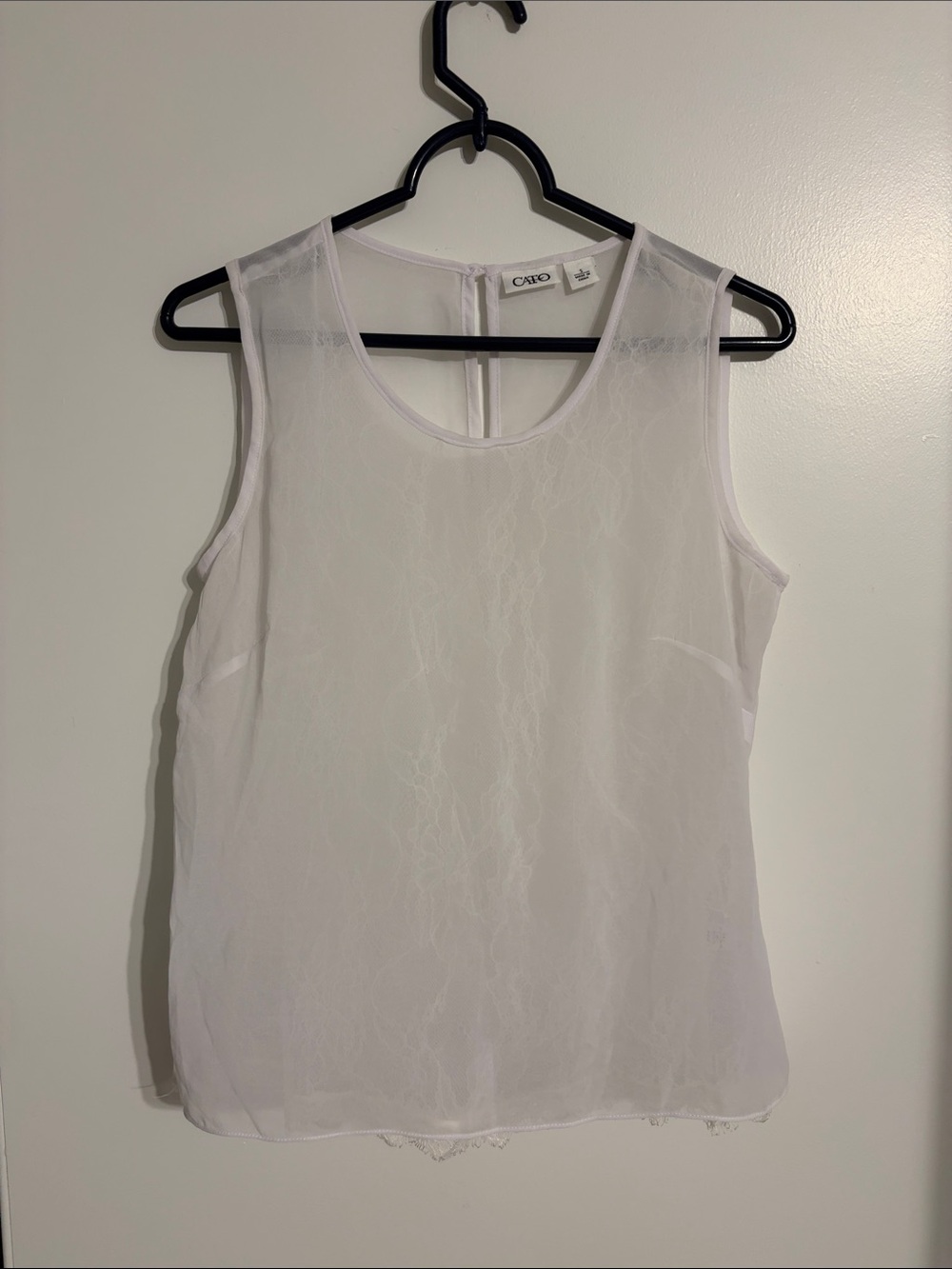 Cato White Lace-Trim Sleeveless Camisole